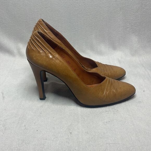 Rosina Ferragamo Schiavone Vintage Brown Leather Heels Size 8.5 - Picture 2 of 4